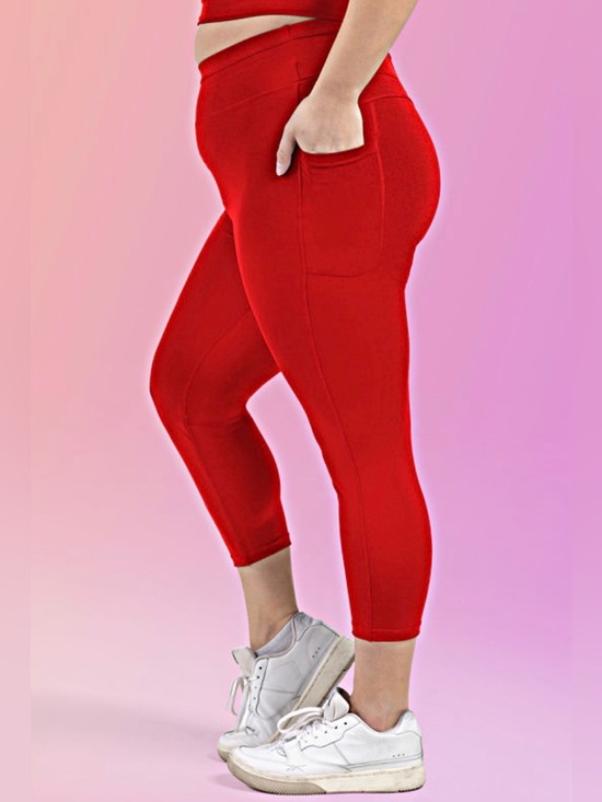 POP Fit Pants - POP Fit Red Capri Leggings in size 4x